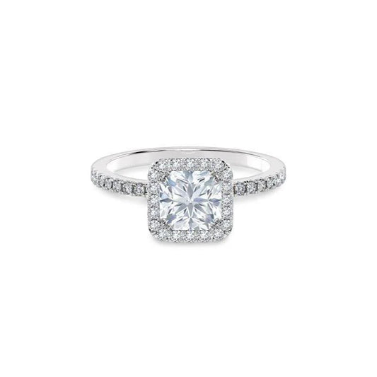 2.32 Ct Prinzessin & Rundschliff Natürliche Diamant-Verlobungsring Halo Weißgold 14K