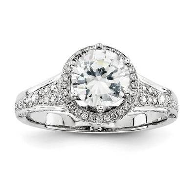 3,05 Karat Runder Natürliche Diamant Mit Akzenten Halo-Verlobungsring