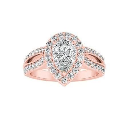 3.20 Karat Solitär Mit Akzent Natürliche Diamanten Halo-Ring Roségold 14K