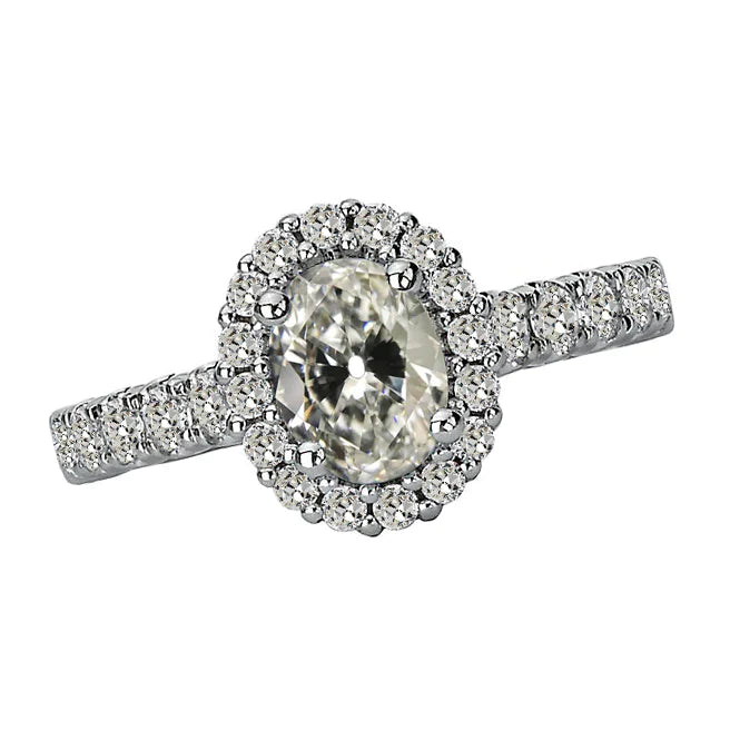 Diamant-runder & ovaler Halo-Ring Schmuck im alten Minenschliff 5 Karat