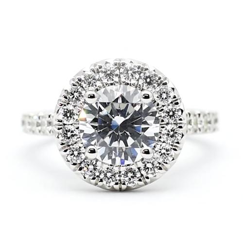 Natürliche Diamant-Verlobungsring 3 Karat Halo Rundschliff Weißgold 14K