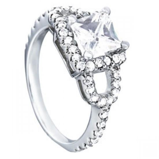 Diamant-Verlobungsring Fancy Halo Weißgold 1,50 cts.