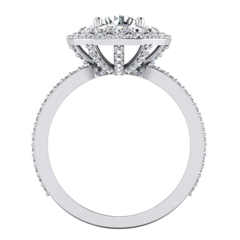 Doppelter Halo-Echte Diamant Ring