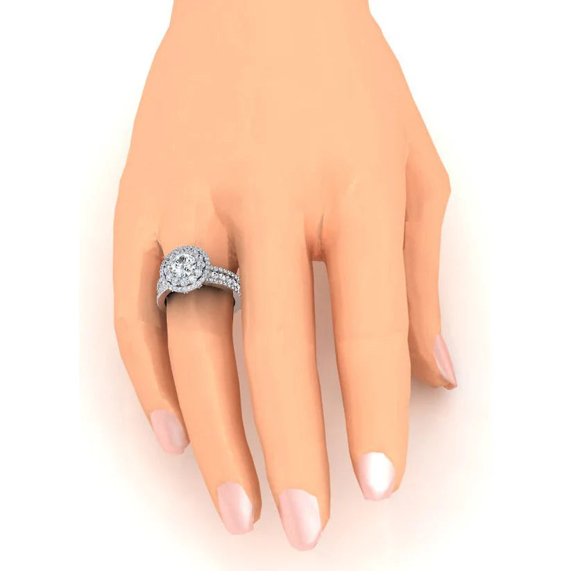  Halo-Echte Diamant Ring 3 Karat