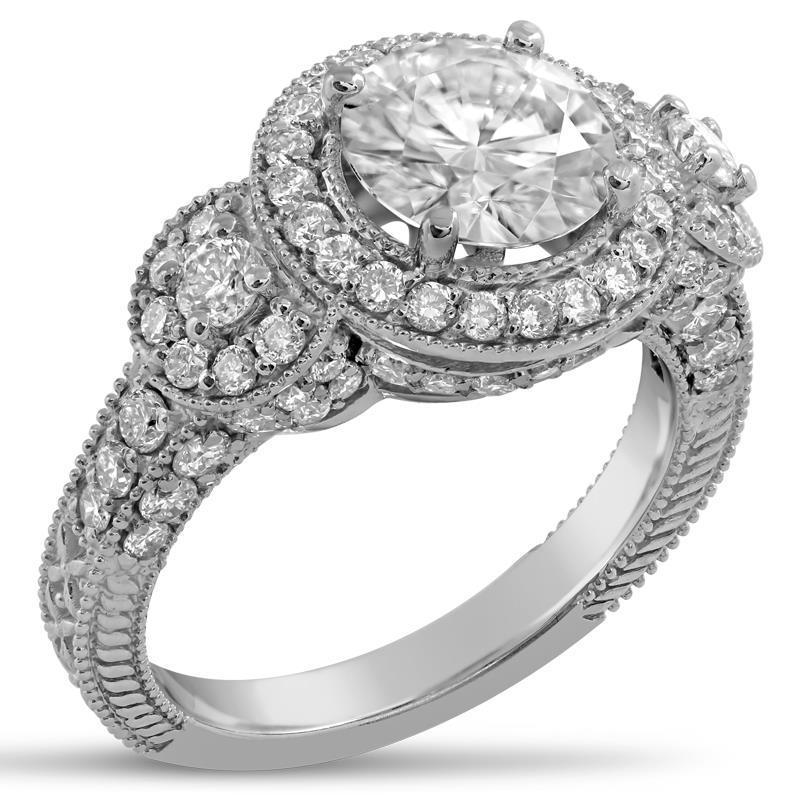 Echt Diamant-Halo-Ring Im Antiken Stil 3,60 Karat