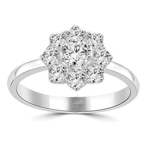 Echte Diamant-Verlobungsring im Blumenstil 3.25 Karat Halo 14K Weißgold