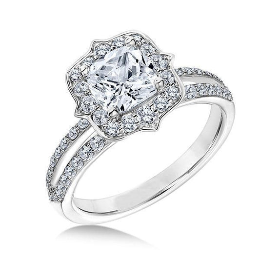 Halo Natürliche Diamant Jubiläumsring 2.75 Karat Split Shank Weißgold 14K