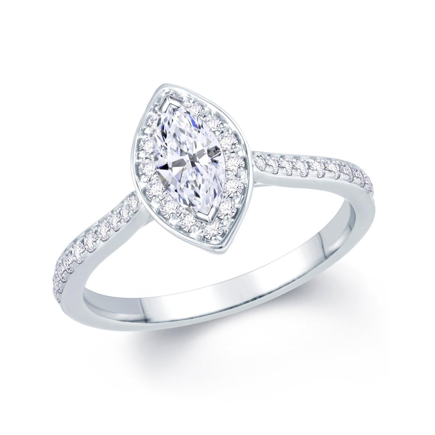 Marquise & Runder Echt Diamant Halo Ring 2 Karat