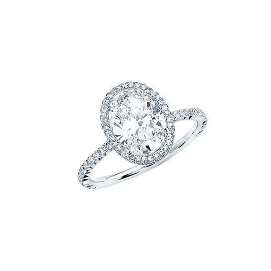 Ovaler Und Runder Echte Diamant-Verlobungsring 5.30 Karat Massives Weißgold 14K
