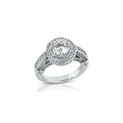 Runder Diamant-Halo-Ring im antiken Stil Feingold 1,50 ct.