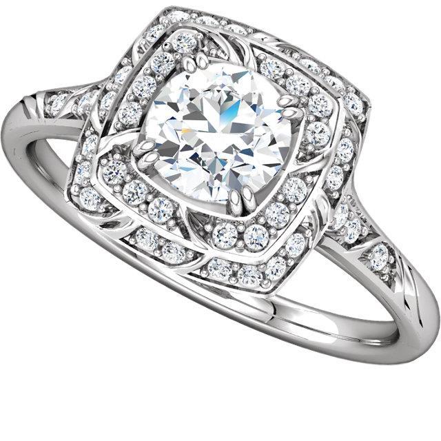 Runder Diamant-Halo-Ring im Vintage-Stil mit Akzenten 1,79 ct.