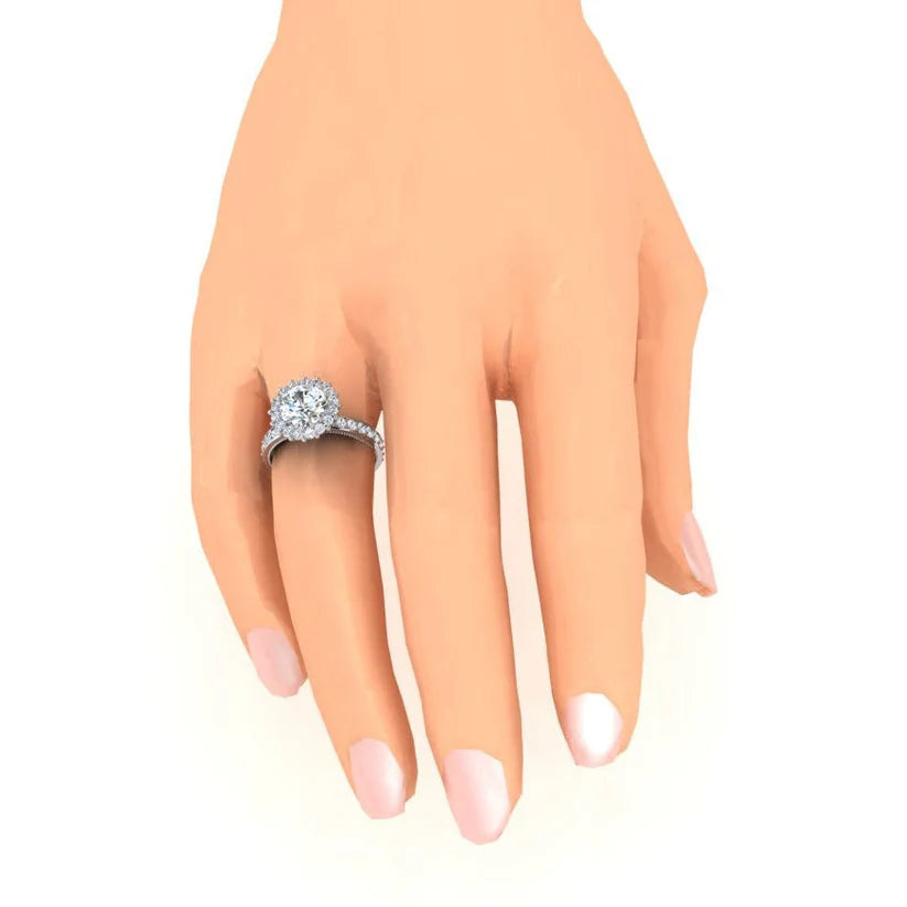 Runder Natürliche Diamant Halo Ring