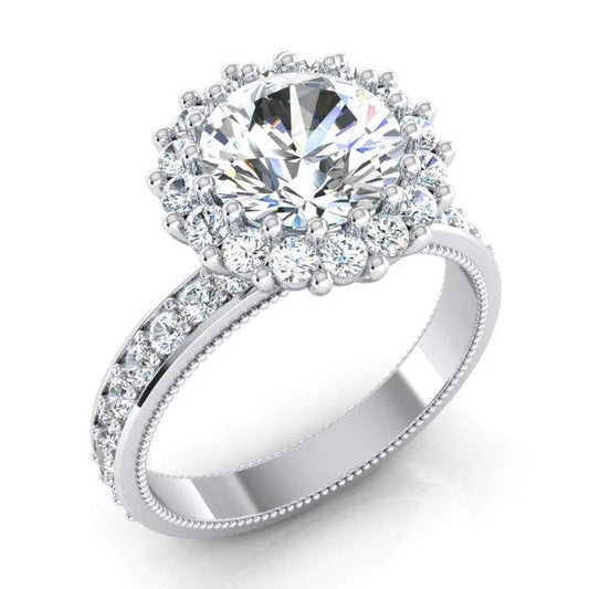 Runder Natürliche Diamant Halo Ring 5 karat Weissgold