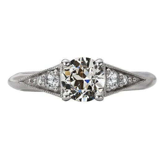 Runder Natürliche Diamant-Verlobungsring Im Alten Minenschliff, 14K Gold, 3 Karat