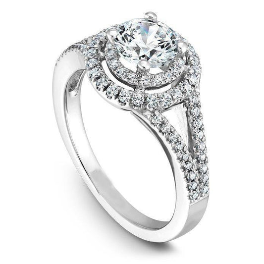 Runder Natürliche Diamant-Verlobungsring Mit Geteiltem Schaft 4 Karat Weißgold 14K