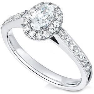 Verlobungsring Mit Natürliche Diamanten im Ovalen Und Runden Schliff Von 3.25 Ct Weißgold 14K