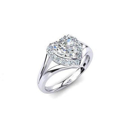 Wunderschöner Halo-Ring Mit 2 Karat Natürliche Diamanten Und Rundem Schliff Weißgold 14K