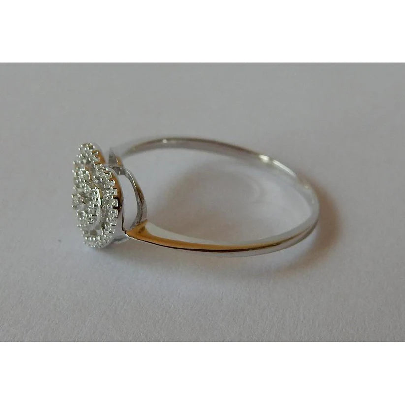Zweireihiger Echt Diamant-Halo-Ring in  0.50 Karat Weißgold 14K