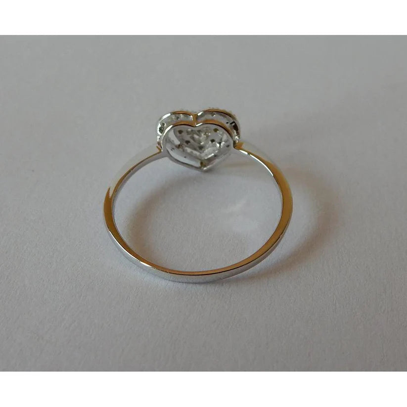 Zweireihiger Echt Diamant-Halo-Ring  Herzform 0.50 Karat Weißgold 14K