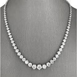 15 Karat Krappen-Set Echt Diamant-Halskette im Rund Schliff 14K Weiß Gold