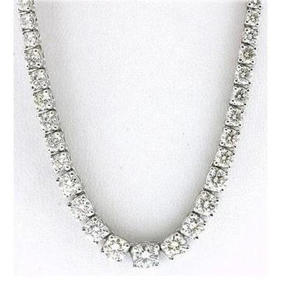 25 Karat Echte Diamanten Halskette Tennis Graduiert Riviera 16 14K Gold