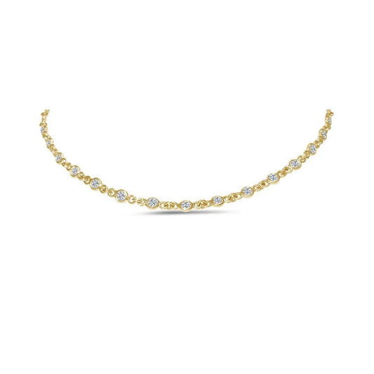 5.00 Karat Rundschliff Natürliche Diamanten Lünette Stil Halskette 14K Gold Gelb