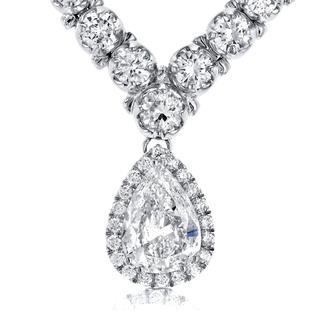 Birne Und Runder Natürliche Diamant Damen Halskette Goldschmuck 27 Ct