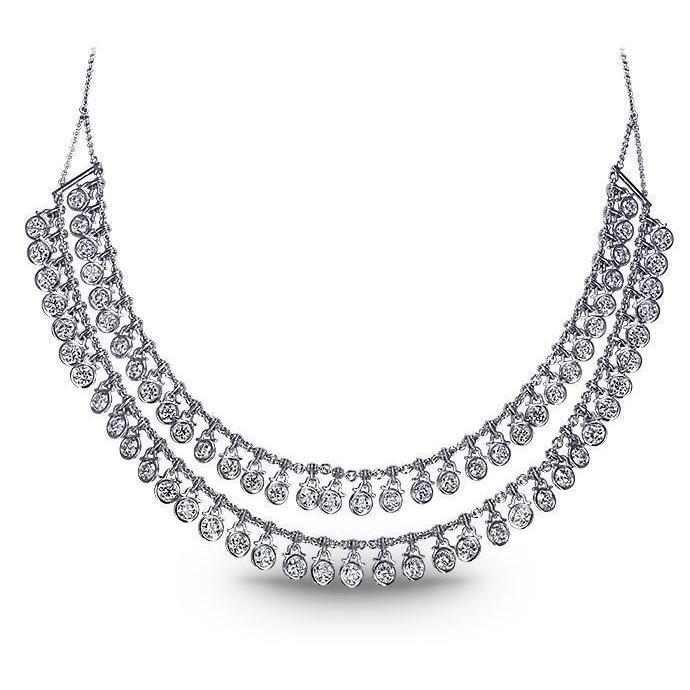 Weißgold 14K Zweireihige 30 Karat Natürliche Diamanten Neue Damen Halskette