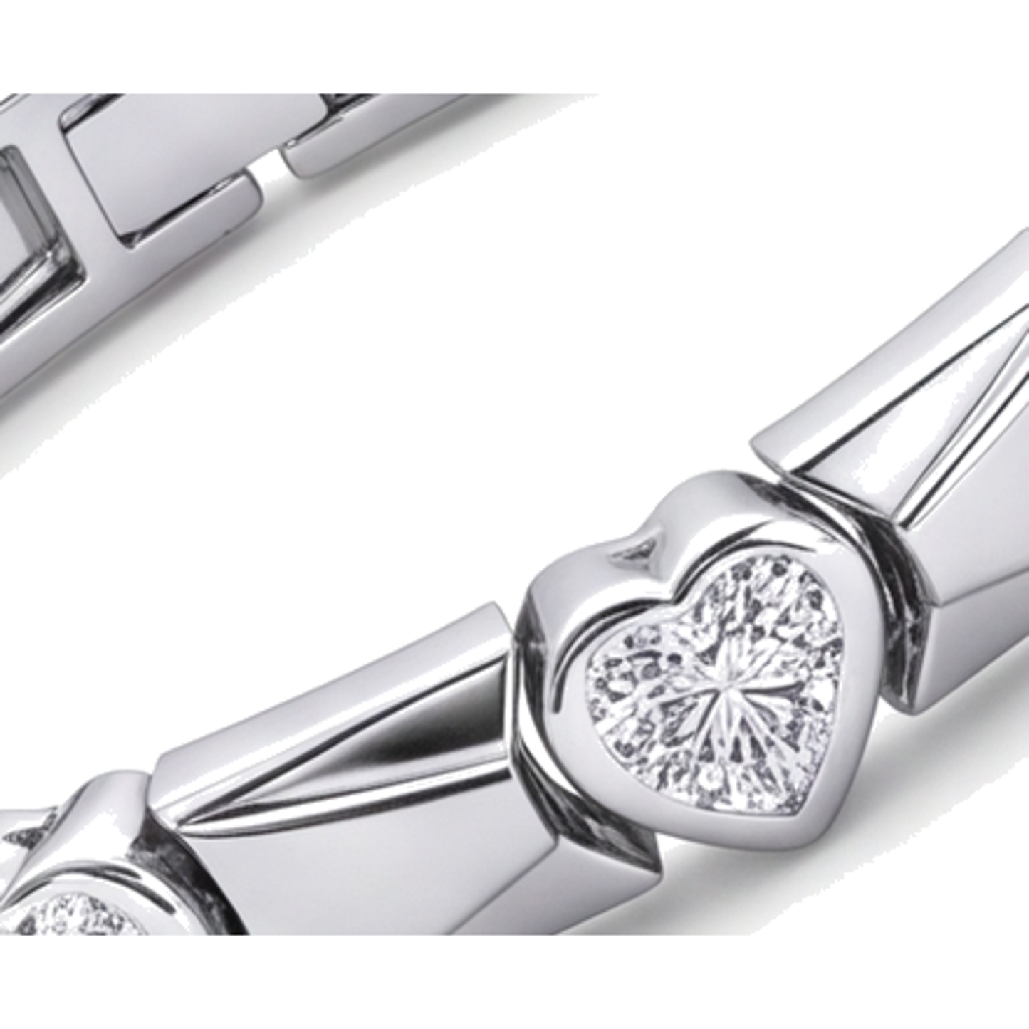 Herz-Diamantarmband 5 Karat, im Labor gezüchtet, geriffelte Stegglieder, 14 Karat Weißgold, 7 Zoll