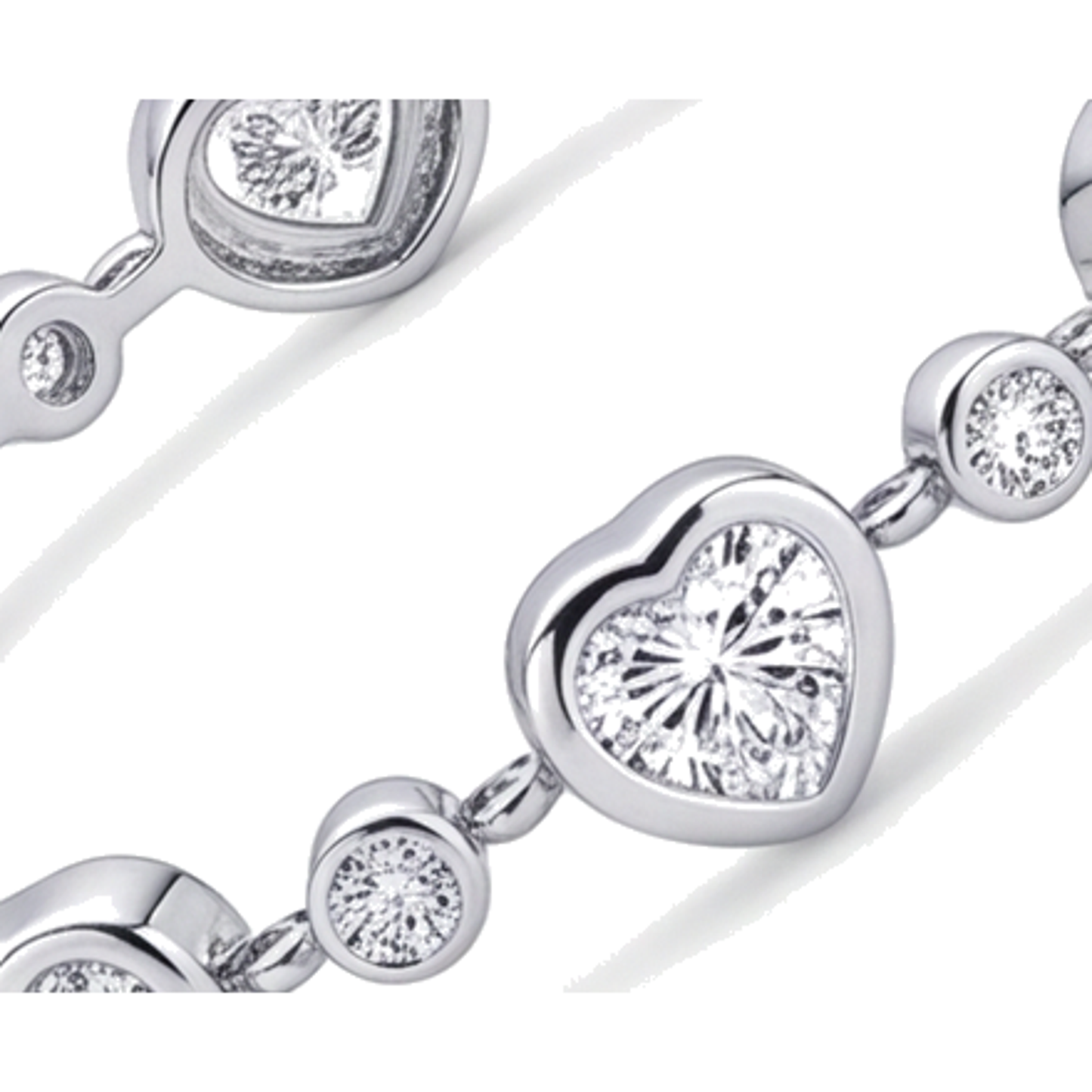 Herz-Diamant-Armband 4 Karat im Labor gezüchtet Lünette Station 14 Karat Weißgold 7 Zoll