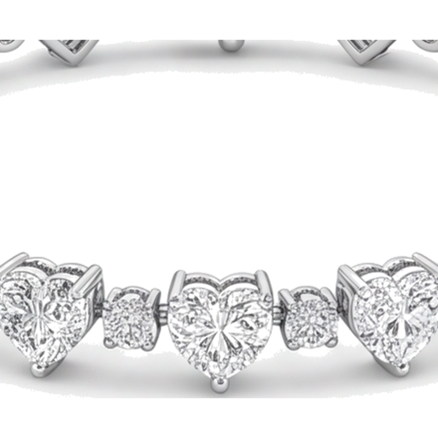 Herz-Diamant Tennisarmband 6 Karat im Labor gezüchtet Lünette 14 Karat Weißgold 7 Zoll