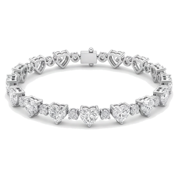 Herz-Diamant Tennisarmband 6 Karat im Labor gezüchtet Lünette 14 Karat Weißgold 7 Zoll