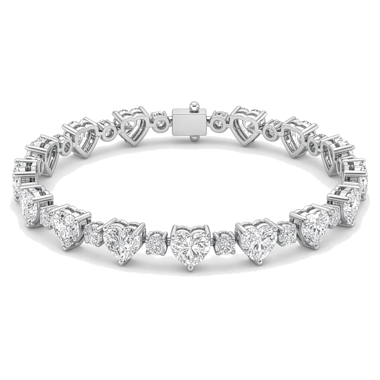 Herz-Diamant Tennisarmband 6 Karat im Labor gezüchtet Lünette 14 Karat Weißgold 7 Zoll