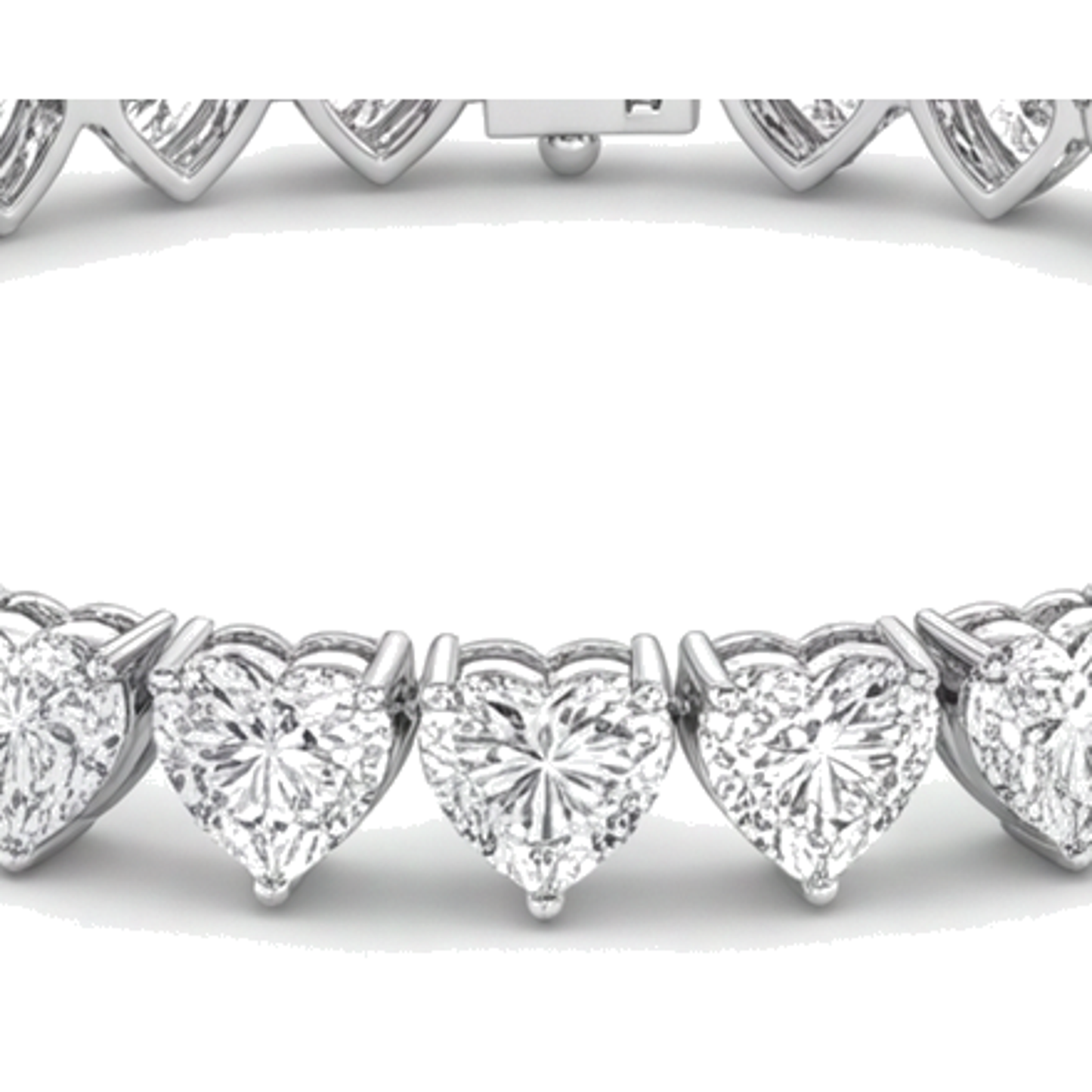Herz-Diamant-Tennisarmband 7 Karat im Labor gezüchtet Krappenfassung 14 Karat Weißgold 7 Zoll