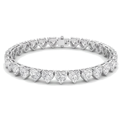 Herz-Diamant-Tennisarmband 7 Karat im Labor gezüchtet Krappenfassung 14 Karat Weißgold 7 Zoll