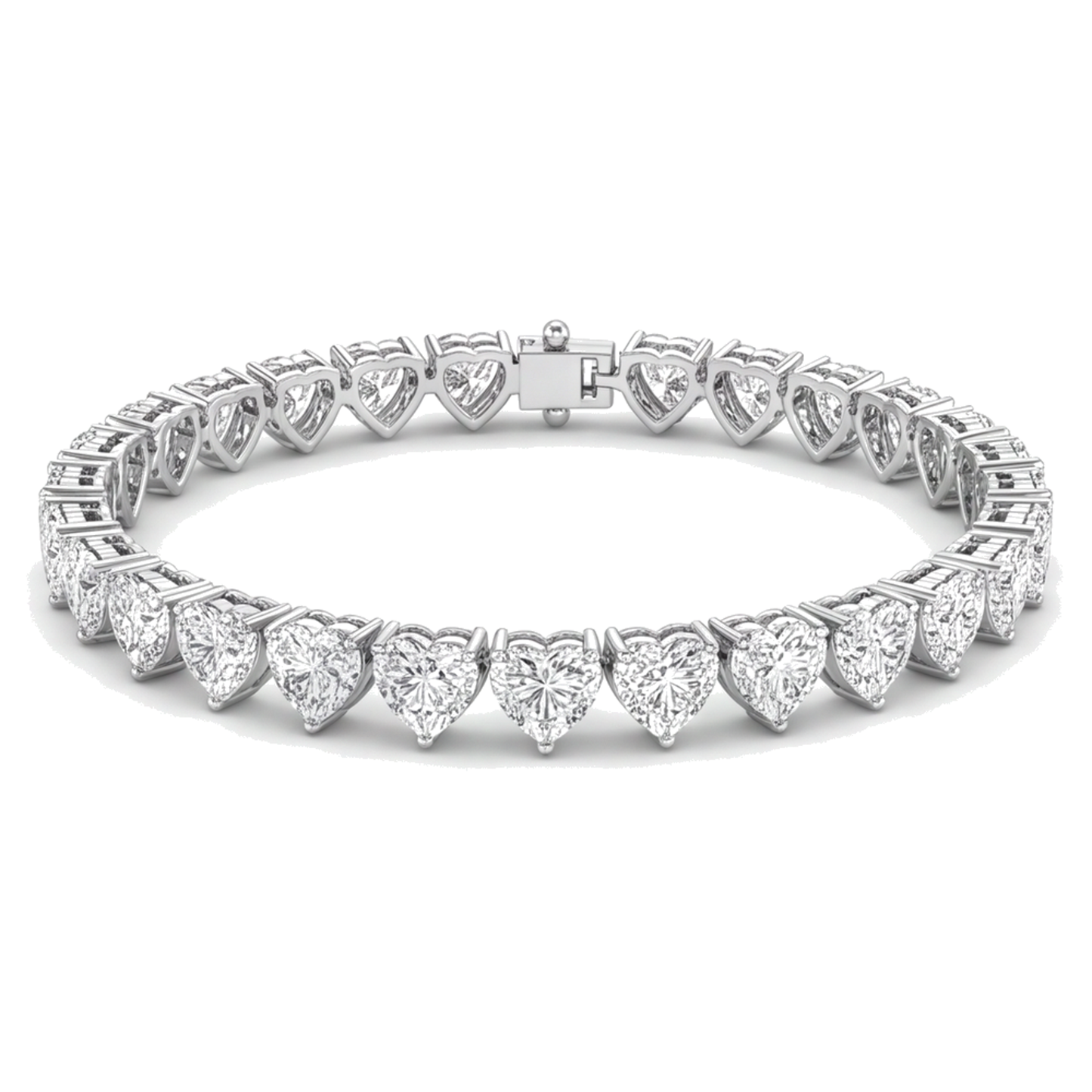 Herz-Diamant-Tennisarmband 7 Karat im Labor gezüchtet Krappenfassung 14 Karat Weißgold 7 Zoll