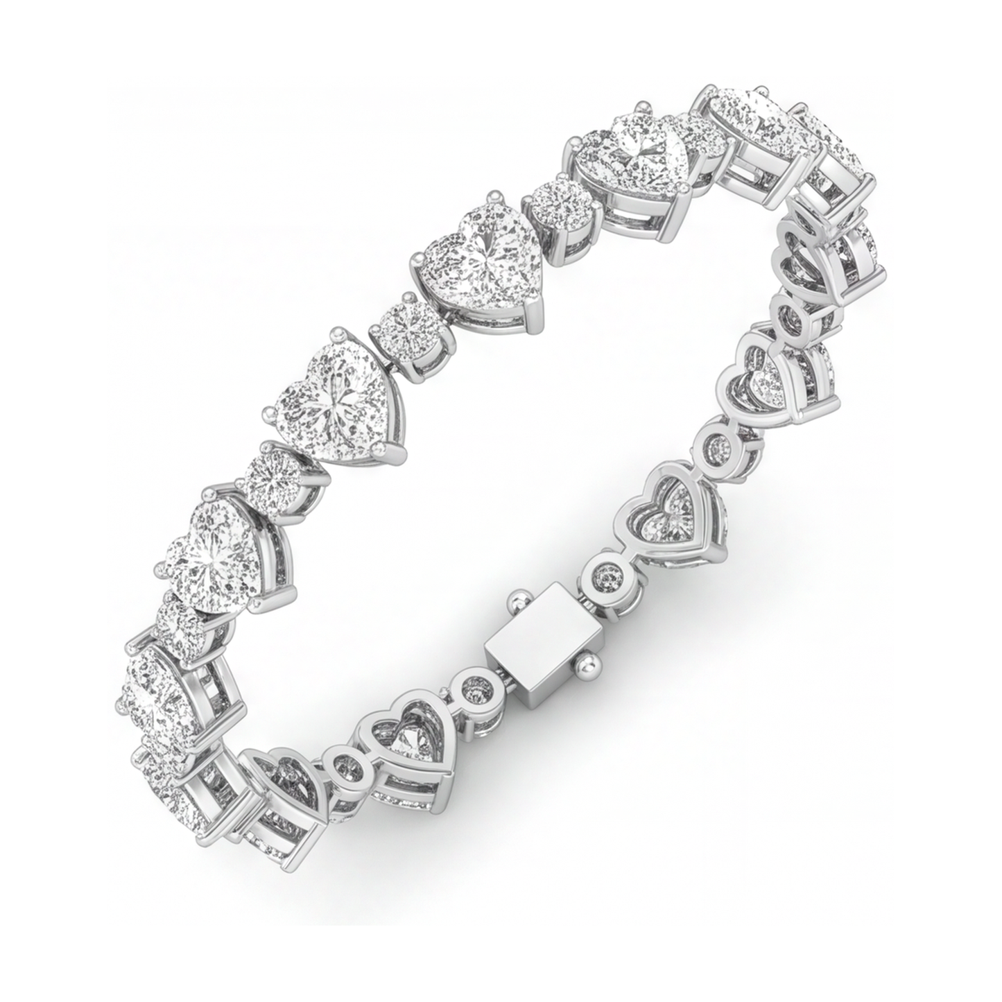 Herz-Diamant Tennisarmband 6 Karat im Labor gezüchtet Lünette 14 Karat Weißgold 7 Zoll