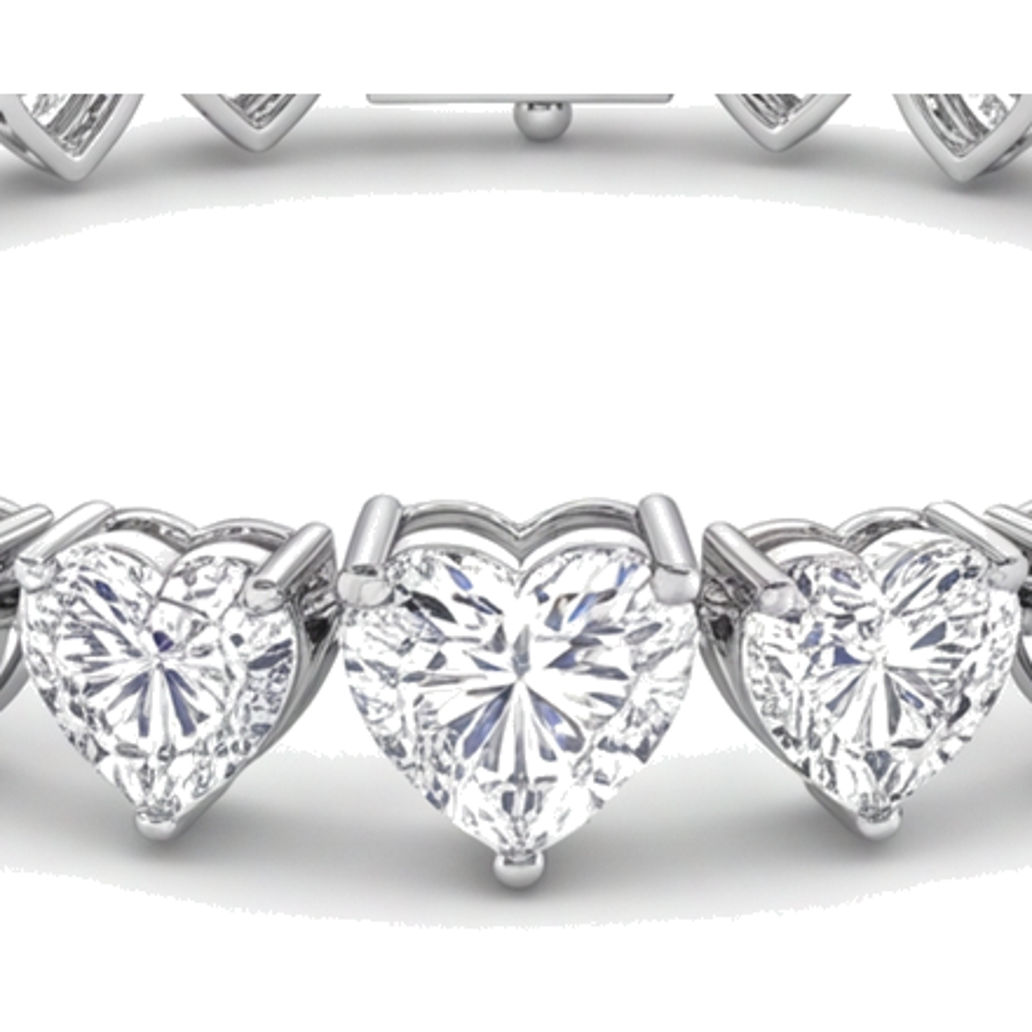 Herz-Diamant Tennisarmband 9 Karat im Labor gezüchtet Krappenfassung 14 Karat Weißgold 7 Zoll