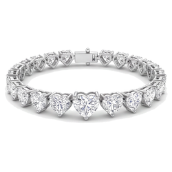 Herz-Diamant Tennisarmband 9 Karat im Labor gezüchtet Krappenfassung 14 Karat Weißgold 7 Zoll
