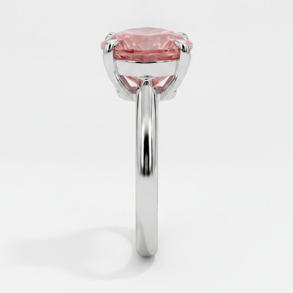 Pfirsich-Saphir Verlobungsring 2,5 Karat Echter Padparadscha in Herzform Solitär 14 Karat Weißgold