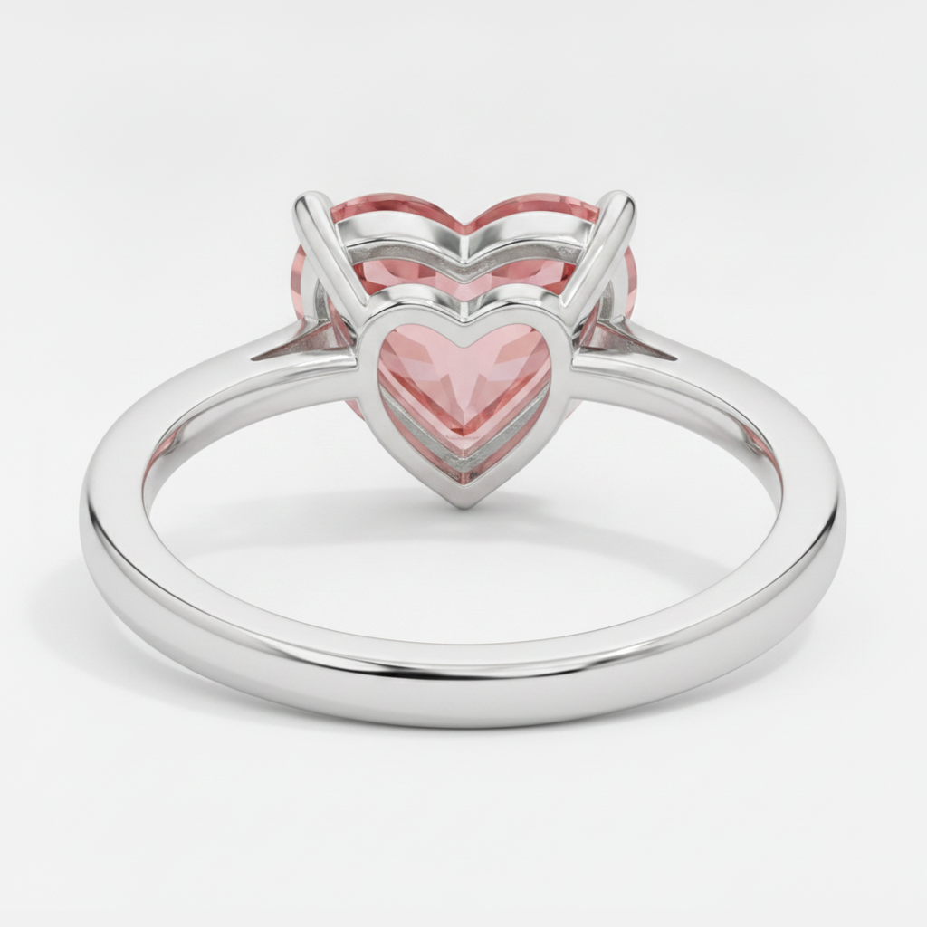 Pfirsich-Saphir Verlobungsring 2,5 Karat Echter Padparadscha in Herzform Solitär 14 Karat Weißgold