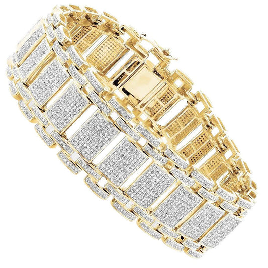 Herren Funkelnd 14.50 Karat Echte Diamanten Armband Gold Gelb 14K