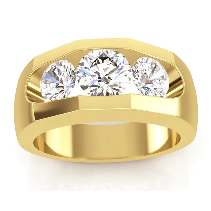 Herren Natürliche Diamant Ring 3 Stein Gold 