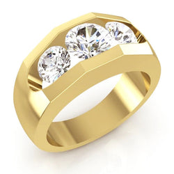 Herren Natürliche Diamant Ring 3 Stein Gold 2 Karat