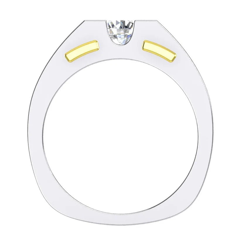 Zweifarbiger Solitär-Echt Diamant Ring 1 Karat