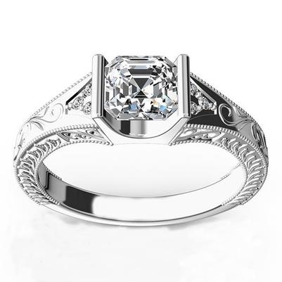 Antik-Stil 2.25 Kt Lünette Set Echte Diamant Jubiläumsring Gold Weiß