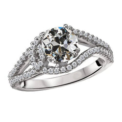 Goldrunder Natürliche Diamant Ring Mit Altem Minenschliff, Geteilter Schaft, Schmuck, 5 Karat