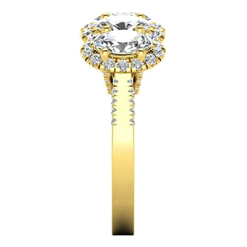 Ovaler Echt Diamant-Jubiläumsring 6,25 Karat Cathedral Gelbgold