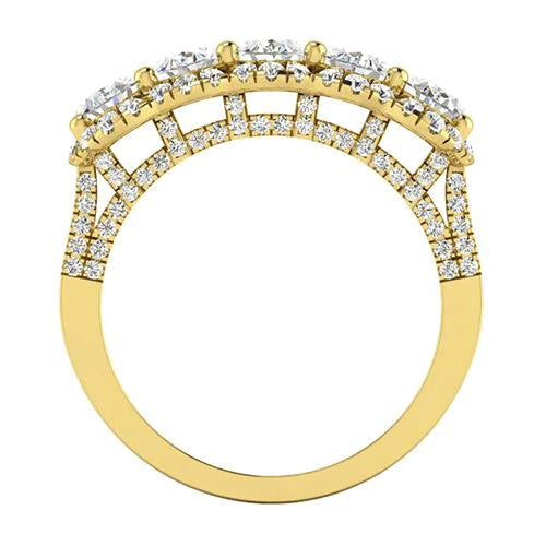Ovaler Echt Diamant-Jubiläumsring 6,25 Karat Set Gelbgold