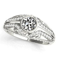 Runder alter Bergmann Diamantring Vintage-Stil Lünette Set 3,50 Karat
